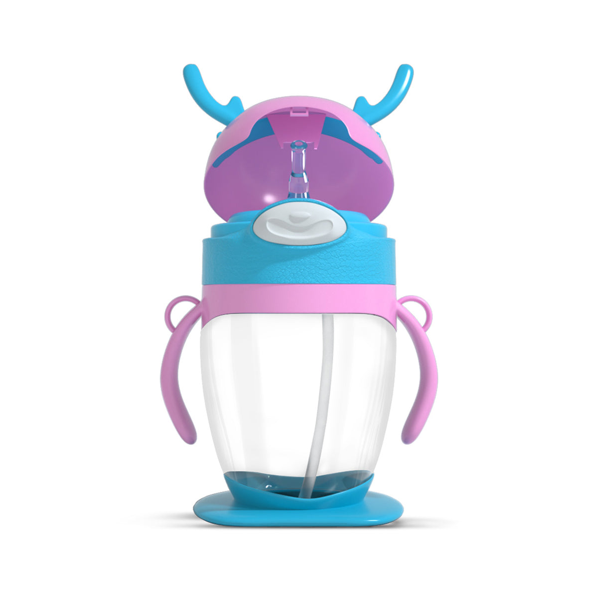Pink & Light Blue Kids Tumbler Bottle – Leak-Proof Straw Cup with Handles | BPA-Free Kids Water Bottle