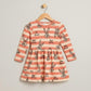 Toddler girls long-sleeve dress with pink and white stripes and a black print of Bugs Bunny heads and 'Bugs Bunny' text.