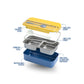 Yellow and Blue Stainless Steel Lunch Box – 100% Leak-Proof, Kids Friendly Clips, Food-Safe Spoon, Non-Toxic Recyclable Plastic