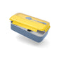 Yellow and Blue Stainless Steel Lunch Box – 100% Leak-Proof, Kids Friendly Clips, Food-Safe Spoon, Non-Toxic Recyclable Plastic