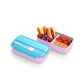 Blue and Pink Stainless Steel Lunch Box – 100% Leak-Proof, Kids Friendly Clips, Food-Safe Spoon, Non-Toxic Recyclable Plastic