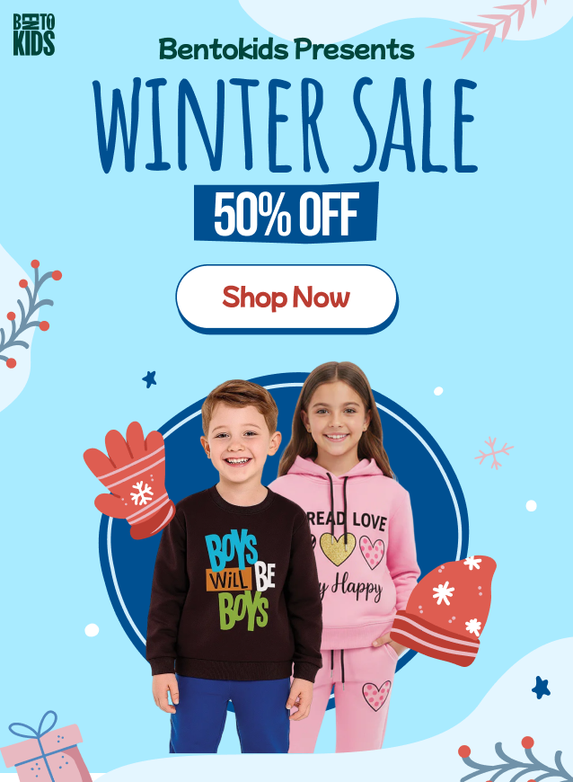 Trendy kids winter collection featuring lunch boxes and tumblers in Pakistan by Bento Kids.