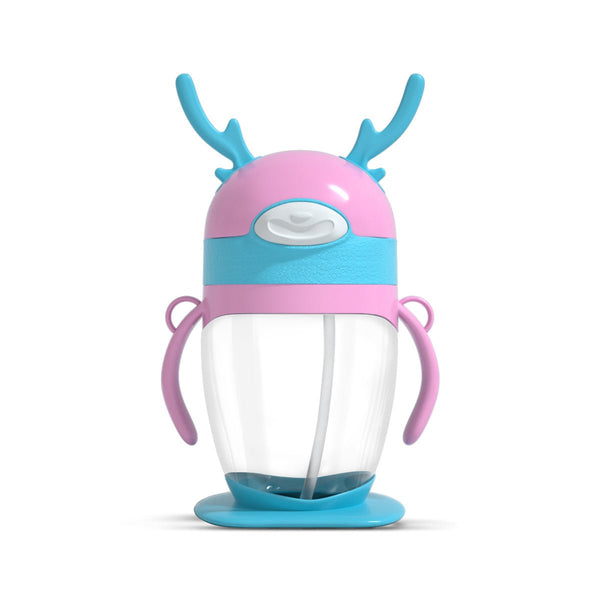 Pink & Light Blue Kids Tumbler Bottle – Leak-Proof Straw Cup with Handles | BPA-Free Kids Water Bottle