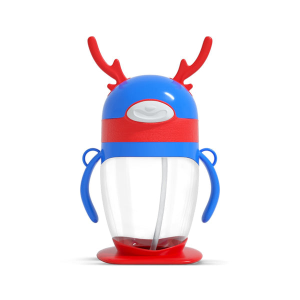 Blue & Red Kids Tumbler Bottle – Leak-Proof Straw Cup with Handles | BPA-Free Kids Water Bottle
