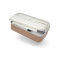 White & Brown Stainless Steel Lunch Box – 100% Leak-Proof, Kids Friendly Clips, Food-Safe Spoon, Non-Toxic Recyclable Plastic - Bento Kids