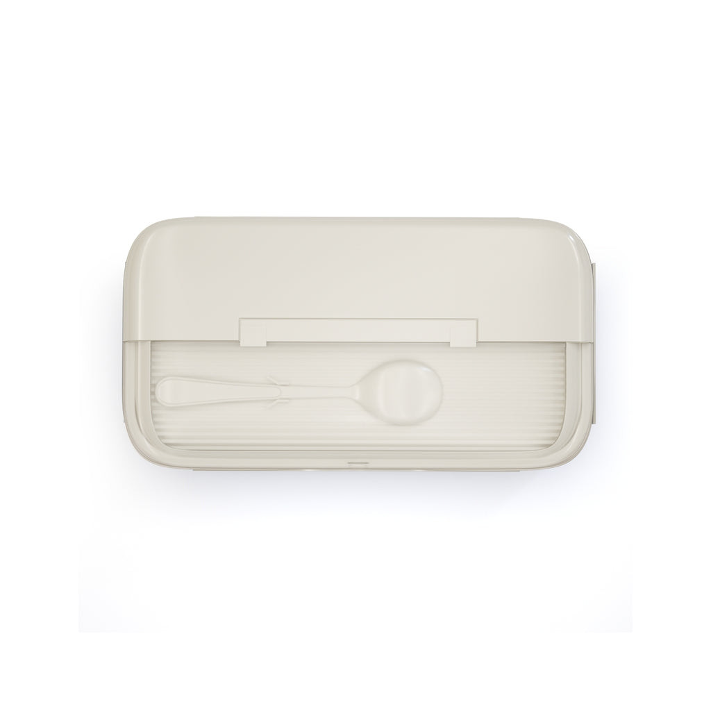 White & Brown Stainless Steel Lunch Box – 100% Leak-Proof, Kids Friendly Clips, Food-Safe Spoon, Non-Toxic Recyclable Plastic