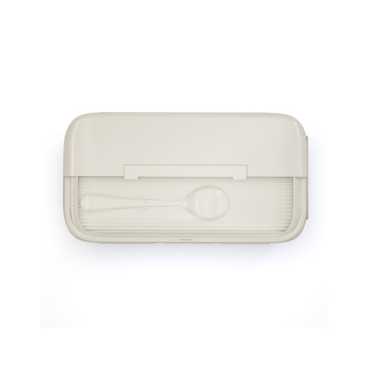 White & Brown Stainless Steel Lunch Box – 100% Leak-Proof, Kids Friendly Clips, Food-Safe Spoon, Non-Toxic Recyclable Plastic