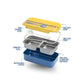 Yellow and Blue Stainless Steel Lunch Box – 100% Leak-Proof, Kids Friendly Clips, Food-Safe Spoon, Non-Toxic Recyclable Plastic - Bento Kids