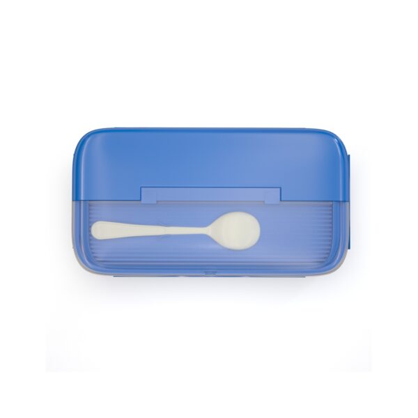 Bento Kids Blue and Red Stainless Steel Lunch Box - 100% Leak-Proof, Kids Friendly Clips, Food-Safe Spoon, Non-Toxic Recyclable Plastic