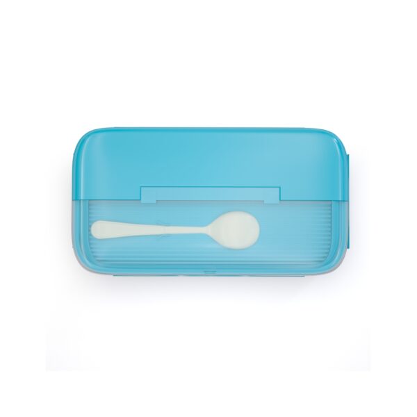 Bento Kids Blue and Pink Stainless Steel Lunch Box - 100% Leak-Proof, Kids Friendly Clips, Food-Safe Spoon, Non-Toxic Recyclable Plastic