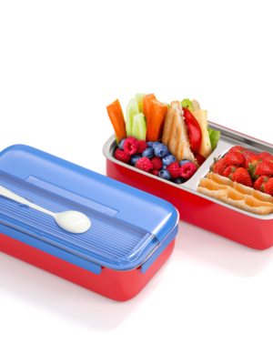 4 Compartment Lunch Box Stainless Steel Tiffin Box For Boys, Girls, School & Office Men. (Pink), 900 milliliter