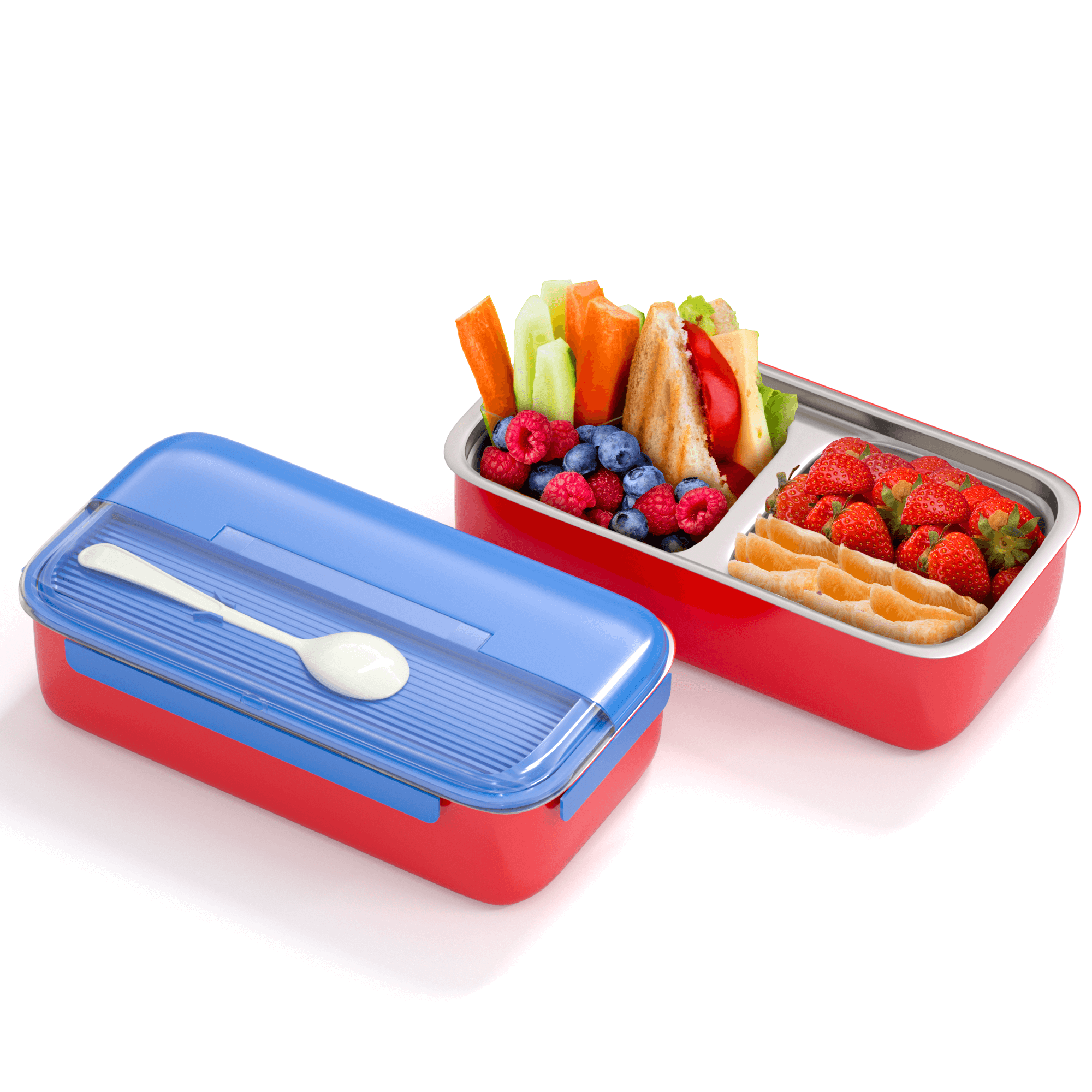4 Compartment Lunch Box Stainless Steel Tiffin Box For Boys, Girls, School & Office Men. (Pink), 900 milliliter