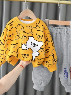 Bento Bears Print Sweatshirt With Trouser For Kids